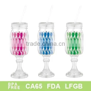 New Products 2016 Double Wall Acrylic Manson Jar With Lid and Tube thumbnail-1