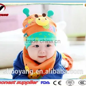 Shuoyang Wholesale100%cotton Cute Soft Baby Caps and Bibs Set thumbnail-2