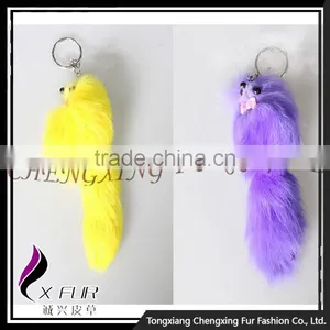 CX-R-49 Wholesale Keychain Fox Fur Tail Cute Cheap Key Chain thumbnail-3