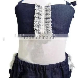 Baby Girl Navy Blue Swimsuit Children Lace Swimsuits Kids Swimsuit Sets thumbnail-3