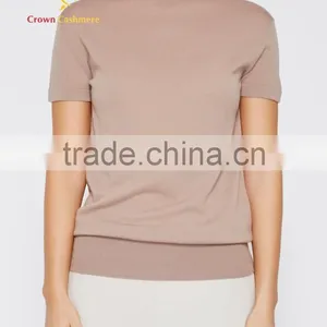 Short Sleeve Turtleneck Knitted Wool Sweater For Women thumbnail-1