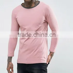 China Apparel Wholesale 2017 Fashion Men Raglan Long Sleeve Solid Color Fit T Shirts thumbnail-5