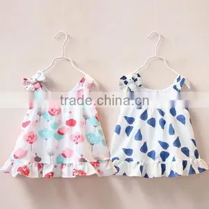 2016 New Print Design Flower Ruffles Baby Girls Dresses thumbnail-1