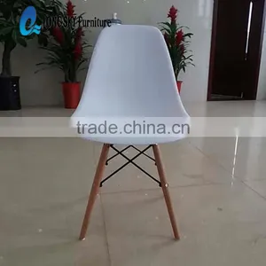 LS-4001 White Molded Eiffel Plastic Dining Chair With Wood Legs thumbnail-3