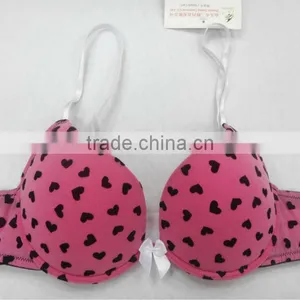Fashion Bra With Heart Flock Print/beautiful Bra Sexy Bra Design thumbnail-1