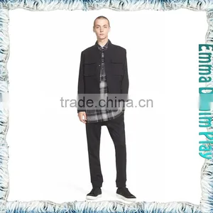 2016 Simple Design Stylish Style Men Regular Fit Black Denim Jacket Wholesale thumbnail-4