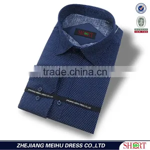2017 Navy Polka Dot New Pattern Mens Shirts for Men With Long Sleeve thumbnail-1