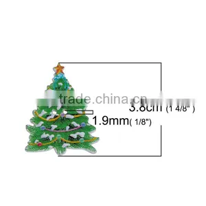 Wood Sewing Buttons Scrapbooking 2 Holes Christmas Tree Multicolor Streak Pattern thumbnail-2