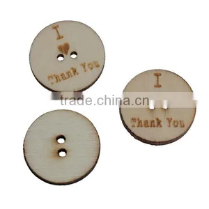 Wood Sewing Buttons Scrapbooking 2 Holes Round Natural Message Pattern I Love Thank You " thumbnail-3