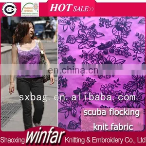 Shaoxing Winfar DTY Flocked Velvet Textile Printed Knitted Scuba Fabric for Garment thumbnail-2