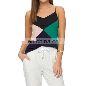 Halter Neck Joint Design Knit Blouse for Middle Aged Women thumbnail-2