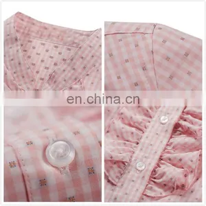 Fashion Pink Checked Women Shirts and Tops for Office Lady thumbnail-4