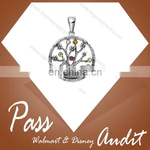 Cheap Wholesale Stainless Steel Tree of Life Women's Pendants With CZ Jewelry Gifts thumbnail-1