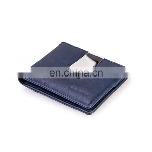 New Design Bule Leather Promotional Wallet Factory Price Money Clip Wholesale thumbnail-4