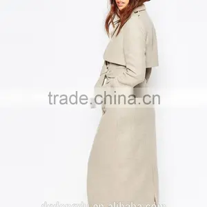 Military Style Long Trench Cashmerefitted Coat for Woman thumbnail-2