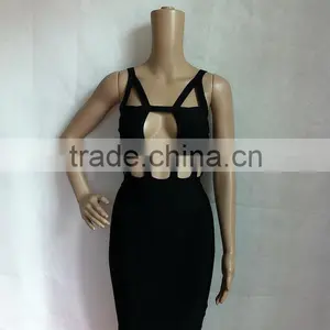 Summer Dress Wholesale High Quality Sey and Elegant Fashion Ladies Cutout Strap Black White Red Blue Evening Party Bandage Dress thumbnail-4