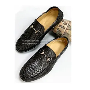 Imported Genuine Leather Python Leather Sleeve Toe Shoes Casual Slip-On Men's Breathable Shoes thumbnail-3
