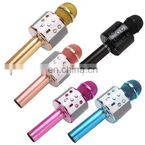 Portable Handheld KTV Microphone WS858 BT Wireless Microphone BT Speaker MIC Karaoke Singing Home Party WS 858 Microphone thumbnail-1