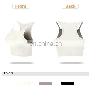 Wholesale New Sports Bra High Neck Support Ribber Clothing Women Active Wear Tops thumbnail-4