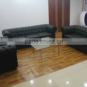 Replica Wooden Frame Chesterfield Sofa Set, Anonimo Chesterfield Sofa Design, Black Color Chesterfield Sofa Set for Living Room thumbnail-4