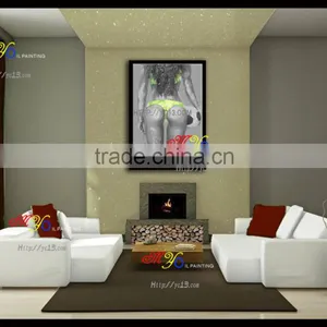 Open Hot Sexi Images for Girls Hand Painted Football Star African Women Oil Paintings YB-70 thumbnail-2