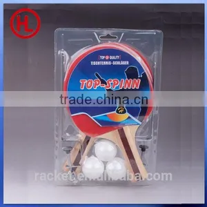 Promotional Desktop Poplar Wooden Ping Pong Table Tennis Racket Set With 3 Table Tennis Balls Wholesale thumbnail-2