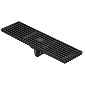 All Copper 8CM Wide Rectangular High Displacement Hotel Shower Kitchen Floor Drain Modern Style Made of Brass for Bathroom Use thumbnail-1