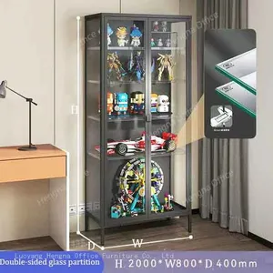 Luxury Metal Frame Glass Showcase With LED Lighting for Jewelry and Model Display High-Quality Transparent Display Cabinet thumbnail-5