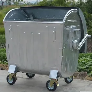 European Standard 1100-liter Galvanized Sheet Trash Can Trade Export-type Metal Trash Can thumbnail-1