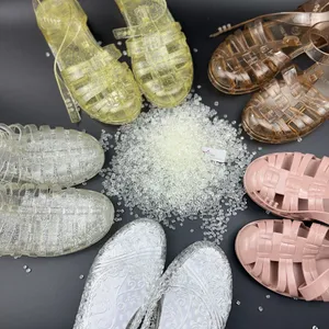 High Transparent Modified PVC Sandals Jelly Shoes With Granules Compound Beads thumbnail-1