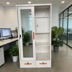 Oversea Popular Knock‑down UV Printed Steel Wardrobe 3‑Door 4‑Door With Mirror And Drawers Household Clothes Storage Cabinet Custom Color thumbnail-2