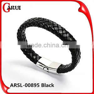 Customized Logo Clasps for Leather Bracelets Bio Magnetic Bracelet Genuine Mens Handmade Braided Leather Bracelet Quality Choice Mo thumbnail-1