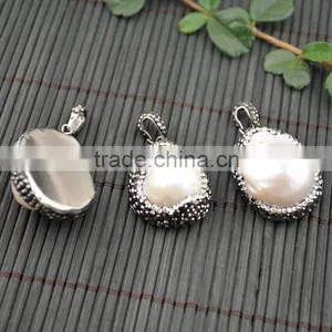 LFD-003P Wholesale ~ Water Drop Pearl Pave Rhinestone Charms Pendants For Necklace Jewelry Finding Gift thumbnail-4