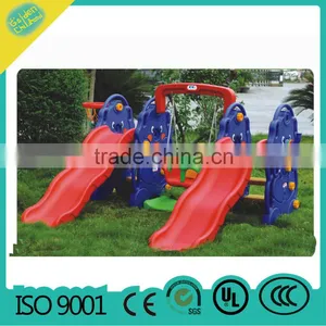 Kindergarten Baby Slide With Swing , Outdoor Small Children Plastic Slide thumbnail-1