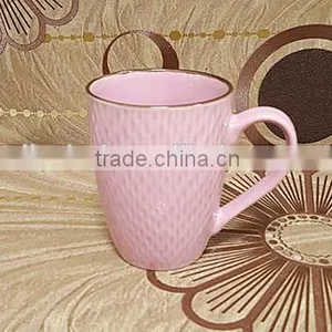 2016 Noverty Embossed 11 oz Solid Color Cheap Stoneware Tea Mug With Rim thumbnail-3
