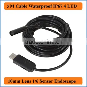 5M Cable Length Inspection Camera Black 10mm Lens USB Waterproof Snake Pipe Cam Endoscope Borescope Wholesale & Retails Dropship thumbnail-1