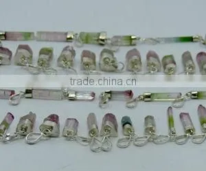 925 Silver Crystal Healing Watermelon Tourmaline Pendants thumbnail-1