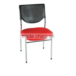 Plastic Back and Upholstered Seat Stackable Dining Chair With Seat Cushion thumbnail-1