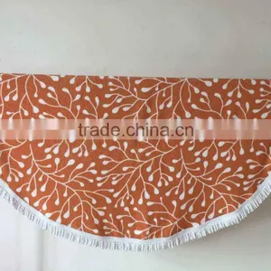Printed Design Cotton Beach Towel With Tassel, Towel Used Home Decoration thumbnail-2