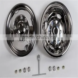 16''Polished Stainless Steel Truck Wheel Cover Bus Chrome Wheel Trim thumbnail-1