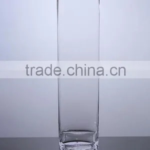 Square Straight Long Glass Vase Leadfree Crystal High Quality Popular Model Handmade Mouthblown thumbnail-1