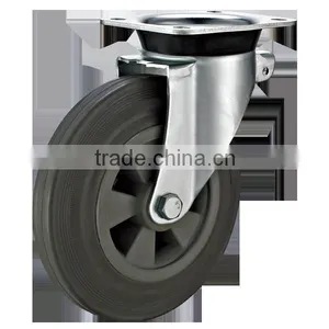 EN 840 Dustbin Industrial Casters With Gray Rubber Wheels thumbnail-2