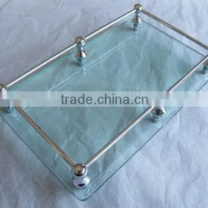 Shiny Chrome One-tier Rectangular Glass Vanity Tray Guess Towel Tray thumbnail-1