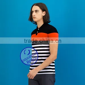 Custom Men's Casual Striped Pique Polo Shirt thumbnail-4