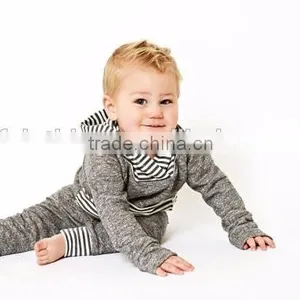 (CP609#grey) Children Casual Cotton Pants With Striped in the Waist and Foot for Baby Pants thumbnail-4
