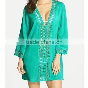 Women Fashion Hollow Out Embroidered Attractive Bikini Beach Holiday Blouse thumbnail-3