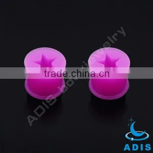 Silicon Ear Tunnel Studs Earrings With Five-star Hollow thumbnail-1