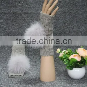 Women Knitted Wool Fingerless Gloves Fox Fur Wool Gloves Driving Wool Gloves thumbnail-4
