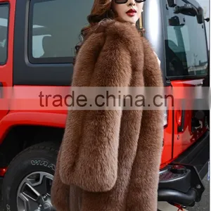 Winter Warm Thick Fox Fur Coats For Women Fashion Big Fox Fur Coats Saga KZ160098 thumbnail-5
