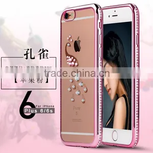 2016 Newest Mobile Phone Cover Case Electroplate Diamond Peacock Image Tpu for IPhone 6 6s 6plus thumbnail-1